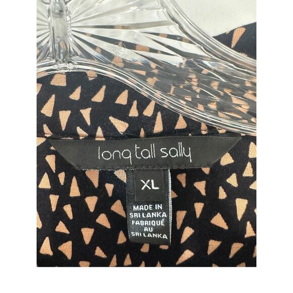 Long Tall Sally Button Up Blouse Peach Black Long Sleeve Work Relaxed Size‎ XL - Picture 2 of 11